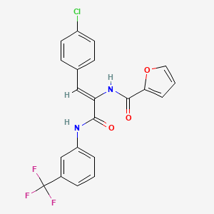 molecular formula C21H14ClF3N2O3 B4833972 N-[(Z)-1-(4-chlorophenyl)-3-oxo-3-[3-(trifluoromethyl)anilino]prop-1-en-2-yl]furan-2-carboxamide 