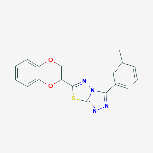 molecular formula C18H14N4O2S B483398 6-(2,3-Dihydro-1,4-benzodioxin-2-yl)-3-(3-methylphenyl)[1,2,4]triazolo[3,4-b][1,3,4]thiadiazole CAS No. 882642-43-5
