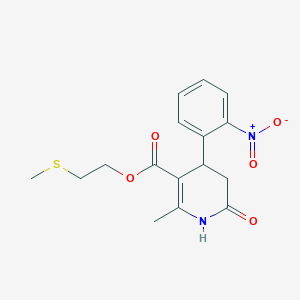 molecular formula C16H18N2O5S B4833994 2-(methylthio)ethyl 2-methyl-4-(2-nitrophenyl)-6-oxo-1,4,5,6-tetrahydro-3-pyridinecarboxylate 