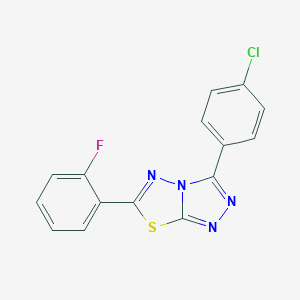 molecular formula C15H8ClFN4S B483400 3-(4-Chlorophenyl)-6-(2-fluorophenyl)[1,2,4]triazolo[3,4-b][1,3,4]thiadiazole CAS No. 587873-61-8