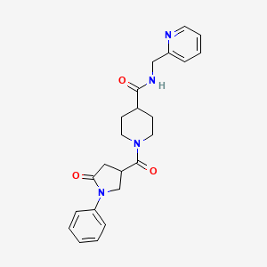 molecular formula C23H26N4O3 B4834007 1-[(5-oxo-1-phenyl-3-pyrrolidinyl)carbonyl]-N-(2-pyridinylmethyl)-4-piperidinecarboxamide 