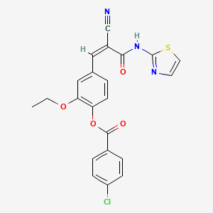 4-[2-cyano-3-oxo-3-(1,3-thiazol-2-ylamino)-1-propen-1-yl]-2-ethoxyphenyl 4-chlorobenzoate