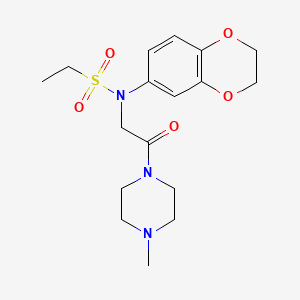 molecular formula C17H25N3O5S B4834035 N-(2,3-dihydro-1,4-benzodioxin-6-yl)-N-[2-(4-methyl-1-piperazinyl)-2-oxoethyl]ethanesulfonamide 