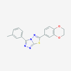 molecular formula C18H14N4O2S B483404 6-(2,3-Dihydro-1,4-benzodioxin-6-yl)-3-(3-methylphenyl)[1,2,4]triazolo[3,4-b][1,3,4]thiadiazole CAS No. 878429-04-0