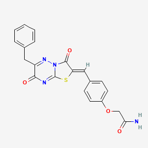 molecular formula C21H16N4O4S B4834048 2-{4-[(6-benzyl-3,7-dioxo-7H-[1,3]thiazolo[3,2-b][1,2,4]triazin-2(3H)-ylidene)methyl]phenoxy}acetamide 
