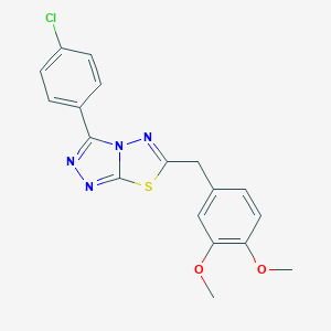 molecular formula C18H15ClN4O2S B483409 3-(4-Chlorophenyl)-6-(3,4-dimethoxybenzyl)[1,2,4]triazolo[3,4-b][1,3,4]thiadiazole CAS No. 878429-14-2