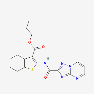 molecular formula C18H19N5O3S B4834114 propyl 2-[([1,2,4]triazolo[1,5-a]pyrimidin-2-ylcarbonyl)amino]-4,5,6,7-tetrahydro-1-benzothiophene-3-carboxylate 