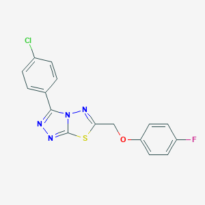 molecular formula C16H10ClFN4OS B483412 3-(4-Chlorophenyl)-6-[(4-fluorophenoxy)methyl][1,2,4]triazolo[3,4-b][1,3,4]thiadiazole CAS No. 895332-99-7