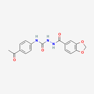 N-(4-acetylphenyl)-2-(1,3-benzodioxol-5-ylcarbonyl)hydrazinecarboxamide