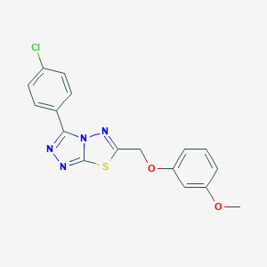 molecular formula C17H13ClN4O2S B483413 3-(4-Chlorophenyl)-6-[(3-methoxyphenoxy)methyl][1,2,4]triazolo[3,4-b][1,3,4]thiadiazole CAS No. 878429-24-4