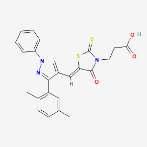 molecular formula C24H21N3O3S2 B4834155 3-(5-{[3-(2,5-dimethylphenyl)-1-phenyl-1H-pyrazol-4-yl]methylene}-4-oxo-2-thioxo-1,3-thiazolidin-3-yl)propanoic acid 