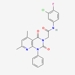 molecular formula C23H18ClFN4O3 B4834172 N-(3-chloro-4-fluorophenyl)-2-(5,7-dimethyl-2,4-dioxo-1-phenyl-1,4-dihydropyrido[2,3-d]pyrimidin-3(2H)-yl)acetamide 