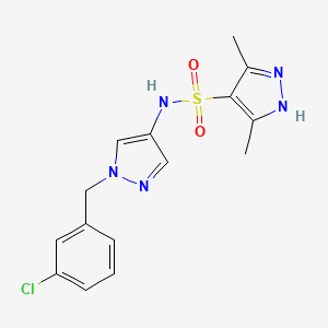 molecular formula C15H16ClN5O2S B4834198 N~4~-[1-(3-CHLOROBENZYL)-1H-PYRAZOL-4-YL]-3,5-DIMETHYL-1H-PYRAZOLE-4-SULFONAMIDE 