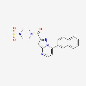 molecular formula C22H21N5O3S B4834213 2-{[4-(methylsulfonyl)-1-piperazinyl]carbonyl}-7-(2-naphthyl)pyrazolo[1,5-a]pyrimidine 