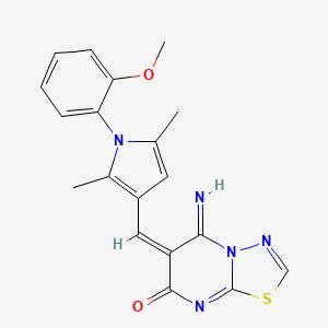 molecular formula C19H17N5O2S B4834224 5-imino-6-{[1-(2-methoxyphenyl)-2,5-dimethyl-1H-pyrrol-3-yl]methylene}-5,6-dihydro-7H-[1,3,4]thiadiazolo[3,2-a]pyrimidin-7-one 