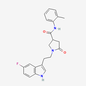 molecular formula C22H22FN3O2 B4834246 1-[2-(5-fluoro-1H-indol-3-yl)ethyl]-N-(2-methylphenyl)-5-oxo-3-pyrrolidinecarboxamide 