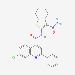 molecular formula C26H22ClN3O2S B4834247 N-[3-(aminocarbonyl)-4,5,6,7-tetrahydro-1-benzothien-2-yl]-7-chloro-8-methyl-2-phenyl-4-quinolinecarboxamide 
