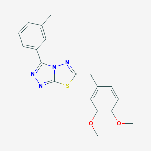 molecular formula C19H18N4O2S B483426 6-(3,4-Dimethoxybenzyl)-3-(3-methylphenyl)[1,2,4]triazolo[3,4-b][1,3,4]thiadiazole CAS No. 878428-94-5