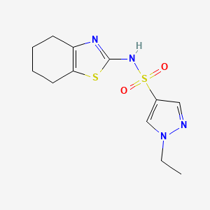 molecular formula C12H16N4O2S2 B4834264 1-ethyl-N-(4,5,6,7-tetrahydro-1,3-benzothiazol-2-yl)-1H-pyrazole-4-sulfonamide 