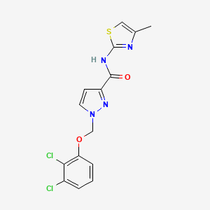 molecular formula C15H12Cl2N4O2S B4834278 1-[(2,3-dichlorophenoxy)methyl]-N-(4-methyl-1,3-thiazol-2-yl)-1H-pyrazole-3-carboxamide 