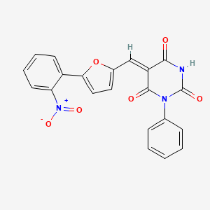 molecular formula C21H13N3O6 B4834290 5-{[5-(2-nitrophenyl)-2-furyl]methylene}-1-phenyl-2,4,6(1H,3H,5H)-pyrimidinetrione 