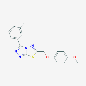 molecular formula C18H16N4O2S B483431 6-[(4-Methoxyphenoxy)methyl]-3-(3-methylphenyl)[1,2,4]triazolo[3,4-b][1,3,4]thiadiazole CAS No. 862209-28-7