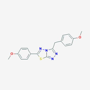 molecular formula C18H16N4O2S B483437 3-(4-Methoxybenzyl)-6-(4-methoxyphenyl)[1,2,4]triazolo[3,4-b][1,3,4]thiadiazole CAS No. 874464-23-0