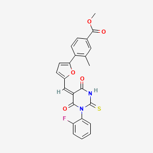 molecular formula C24H17FN2O5S B4834376 methyl 4-(5-{[1-(2-fluorophenyl)-4,6-dioxo-2-thioxotetrahydro-5(2H)-pyrimidinylidene]methyl}-2-furyl)-3-methylbenzoate 