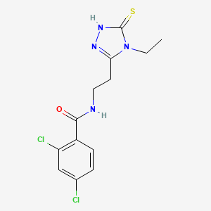 molecular formula C13H14Cl2N4OS B4834381 2,4-dichloro-N-[2-(4-ethyl-5-sulfanyl-4H-1,2,4-triazol-3-yl)ethyl]benzamide 