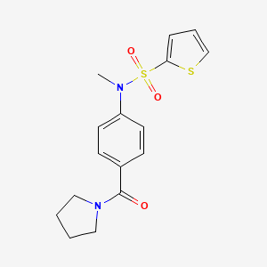 molecular formula C16H18N2O3S2 B4834387 N-methyl-N-[4-(1-pyrrolidinylcarbonyl)phenyl]-2-thiophenesulfonamide 