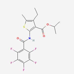 molecular formula C18H16F5NO3S B4834395 Isopropyl 4-ethyl-5-methyl-2-(perfluorobenzamido)thiophene-3-carboxylate 