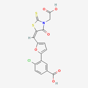 3-(5-{[3-(carboxymethyl)-4-oxo-2-thioxo-1,3-thiazolidin-5-ylidene]methyl}-2-furyl)-4-chlorobenzoic acid