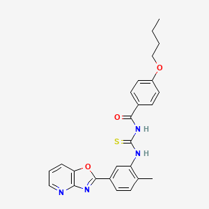 molecular formula C25H24N4O3S B4834495 4-butoxy-N-{[(2-methyl-5-[1,3]oxazolo[4,5-b]pyridin-2-ylphenyl)amino]carbonothioyl}benzamide 