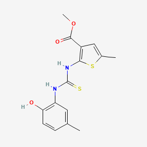 molecular formula C15H16N2O3S2 B4834540 methyl 2-({[(2-hydroxy-5-methylphenyl)amino]carbonothioyl}amino)-5-methyl-3-thiophenecarboxylate 