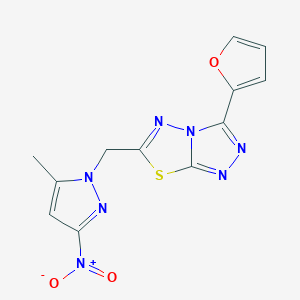 molecular formula C12H9N7O3S B4834553 3-(2-furyl)-6-[(5-methyl-3-nitro-1H-pyrazol-1-yl)methyl][1,2,4]triazolo[3,4-b][1,3,4]thiadiazole 