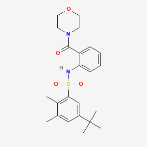 molecular formula C23H30N2O4S B4834569 5-tert-butyl-2,3-dimethyl-N-[2-(morpholine-4-carbonyl)phenyl]benzenesulfonamide 