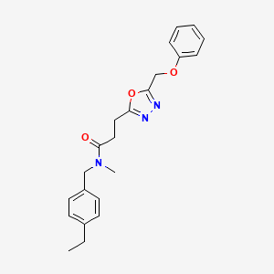 molecular formula C22H25N3O3 B4834573 N-(4-ethylbenzyl)-N-methyl-3-[5-(phenoxymethyl)-1,3,4-oxadiazol-2-yl]propanamide 