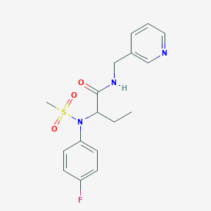 molecular formula C17H20FN3O3S B4834585 2-[(4-fluorophenyl)(methylsulfonyl)amino]-N-(3-pyridinylmethyl)butanamide 