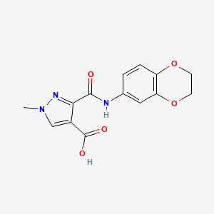 molecular formula C14H13N3O5 B4834595 3-[(2,3-dihydro-1,4-benzodioxin-6-ylamino)carbonyl]-1-methyl-1H-pyrazole-4-carboxylic acid 