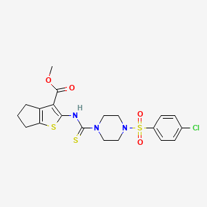 molecular formula C20H22ClN3O4S3 B4834602 methyl 2-[({4-[(4-chlorophenyl)sulfonyl]-1-piperazinyl}carbonothioyl)amino]-5,6-dihydro-4H-cyclopenta[b]thiophene-3-carboxylate 