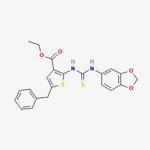 molecular formula C22H20N2O4S2 B4834606 ethyl 2-{[(1,3-benzodioxol-5-ylamino)carbonothioyl]amino}-5-benzyl-3-thiophenecarboxylate 