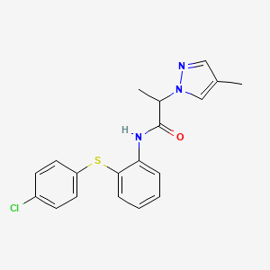 N-{2-[(4-chlorophenyl)thio]phenyl}-2-(4-methyl-1H-pyrazol-1-yl)propanamide