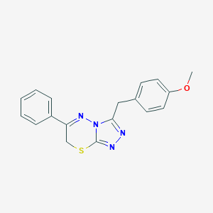 molecular formula C18H16N4OS B483463 3-(4-methoxybenzyl)-6-phenyl-7H-[1,2,4]triazolo[3,4-b][1,3,4]thiadiazine CAS No. 893706-29-1