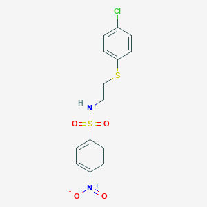 molecular formula C14H13ClN2O4S2 B4834659 N-{2-[(4-chlorophenyl)thio]ethyl}-4-nitrobenzenesulfonamide 