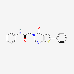 molecular formula C20H15N3O2S B4834673 2-(4-oxo-6-phenylthieno[2,3-d]pyrimidin-3(4H)-yl)-N-phenylacetamide 