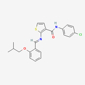 molecular formula C22H21ClN2O2S B4834678 N-(4-chlorophenyl)-2-[(2-isobutoxybenzylidene)amino]-3-thiophenecarboxamide 