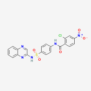 molecular formula C21H14ClN5O5S B4834686 2-chloro-4-nitro-N-{4-[(2-quinoxalinylamino)sulfonyl]phenyl}benzamide 