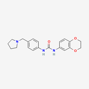 molecular formula C20H23N3O3 B4834704 N-(2,3-dihydro-1,4-benzodioxin-6-yl)-N'-[4-(1-pyrrolidinylmethyl)phenyl]urea 