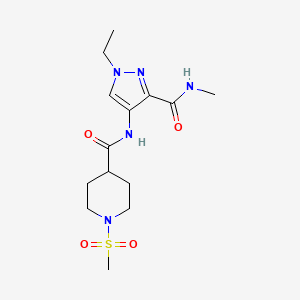 molecular formula C14H23N5O4S B4834784 N-{1-ethyl-3-[(methylamino)carbonyl]-1H-pyrazol-4-yl}-1-(methylsulfonyl)-4-piperidinecarboxamide 