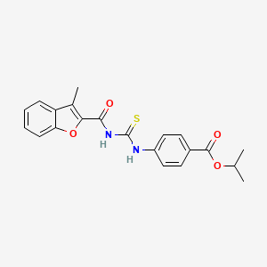 molecular formula C21H20N2O4S B4834815 isopropyl 4-[({[(3-methyl-1-benzofuran-2-yl)carbonyl]amino}carbonothioyl)amino]benzoate 